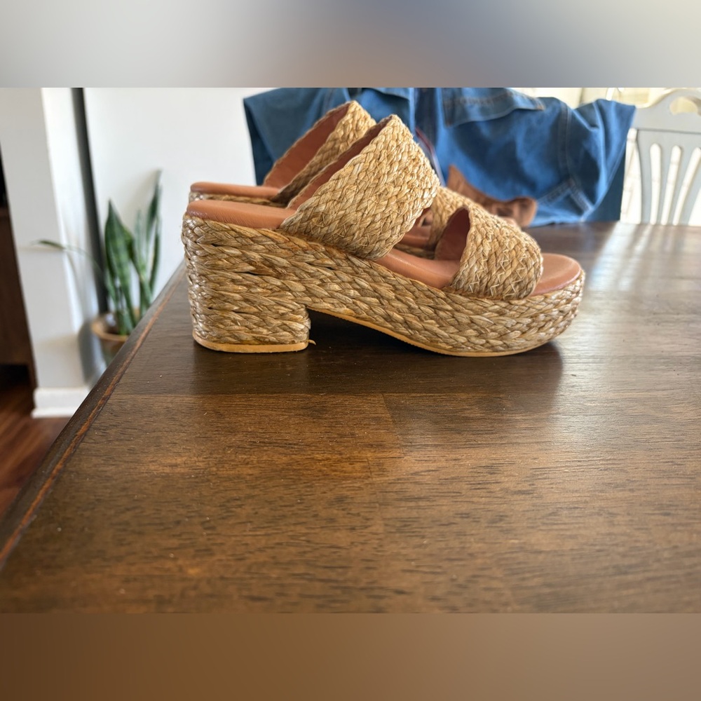 Women's Natural Woven Platform Sandals